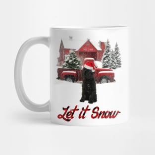 Black Labradoodle Let It Snow Tree Farm Red Truck Christmas Mug